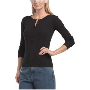 Vince Black Long Sleeve Henley